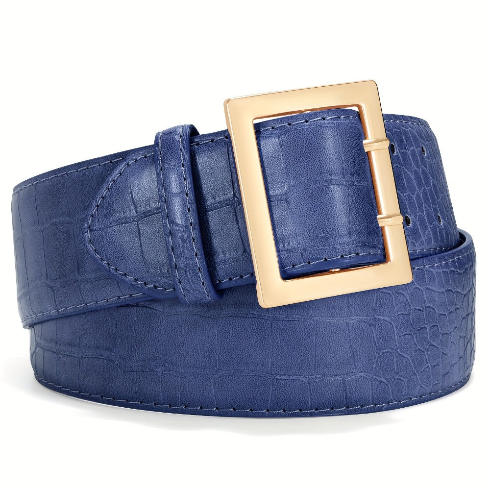 Women's Belt - Crocodile Pattern Wide for - Fashion Textured Waist for Jeans Dress Pants - product detail view 13