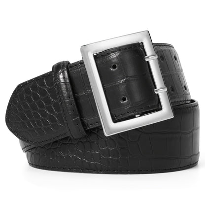 Women's Belt - Crocodile Pattern Wide for - Fashion Textured Waist for Jeans Dress Pants - product detail view 19