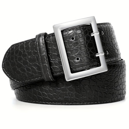 Women's Belt - Crocodile Pattern Wide for - Fashion Textured Waist for Jeans Dress Pants - product detail view 24