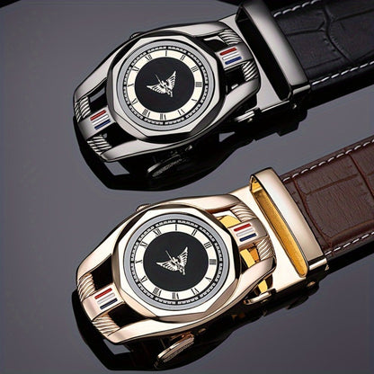 Men's Belt - Crocodile Texture Leather for Genuine Leather, Automatic Sliding Buckle - product detail view 6