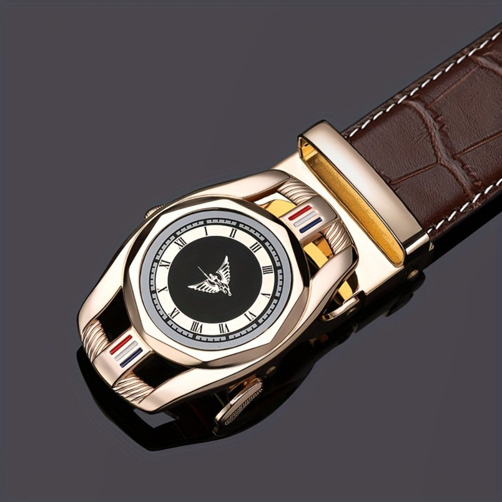 Men's Belt - Crocodile Texture Leather for Genuine Leather, Automatic Sliding Buckle - product detail view 8