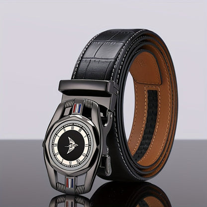 Men's Belt - Crocodile Texture Leather for Genuine Leather, Automatic Sliding Buckle - product detail view 12
