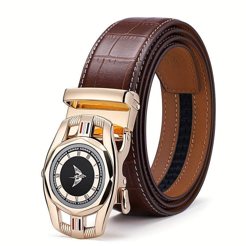 Men's Belt - Crocodile Texture Leather for Genuine Leather, Automatic Sliding Buckle - product detail view 13