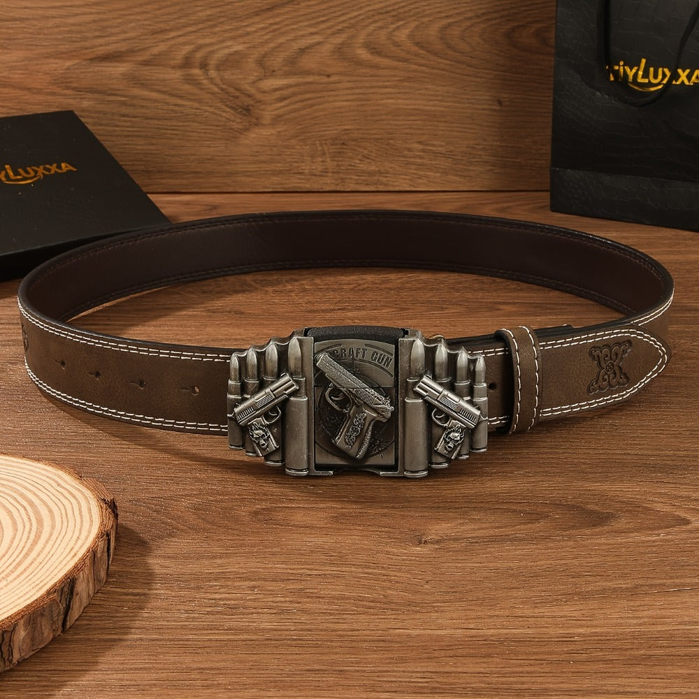Men's Belt - Detachable Lighter Western Cowboy Style Printed Novelty Vintage Fashion - product detail view 3
