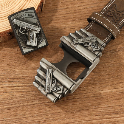 Men's Belt - Detachable Lighter Western Cowboy Style Printed Novelty Vintage Fashion - product detail view 8