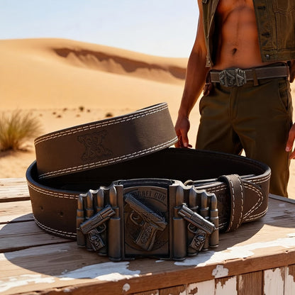 Men's Belt - Detachable Lighter Western Cowboy Style Printed Novelty Vintage Fashion - product detail view 9