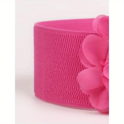 Women's Belt - Elastic Wide Waist for Rose Double Flower Stretch for Dress Skirt Boho - product detail view 6