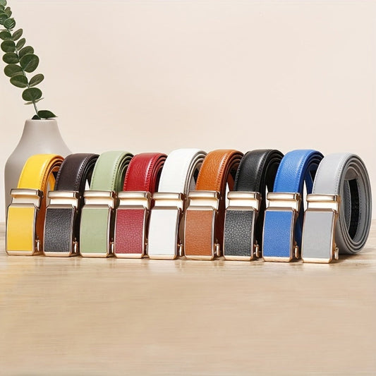 Men's Belt - Faux Leather for with Automatic Buckle 9 Colors, Adjustable up to 49.2" - main product view