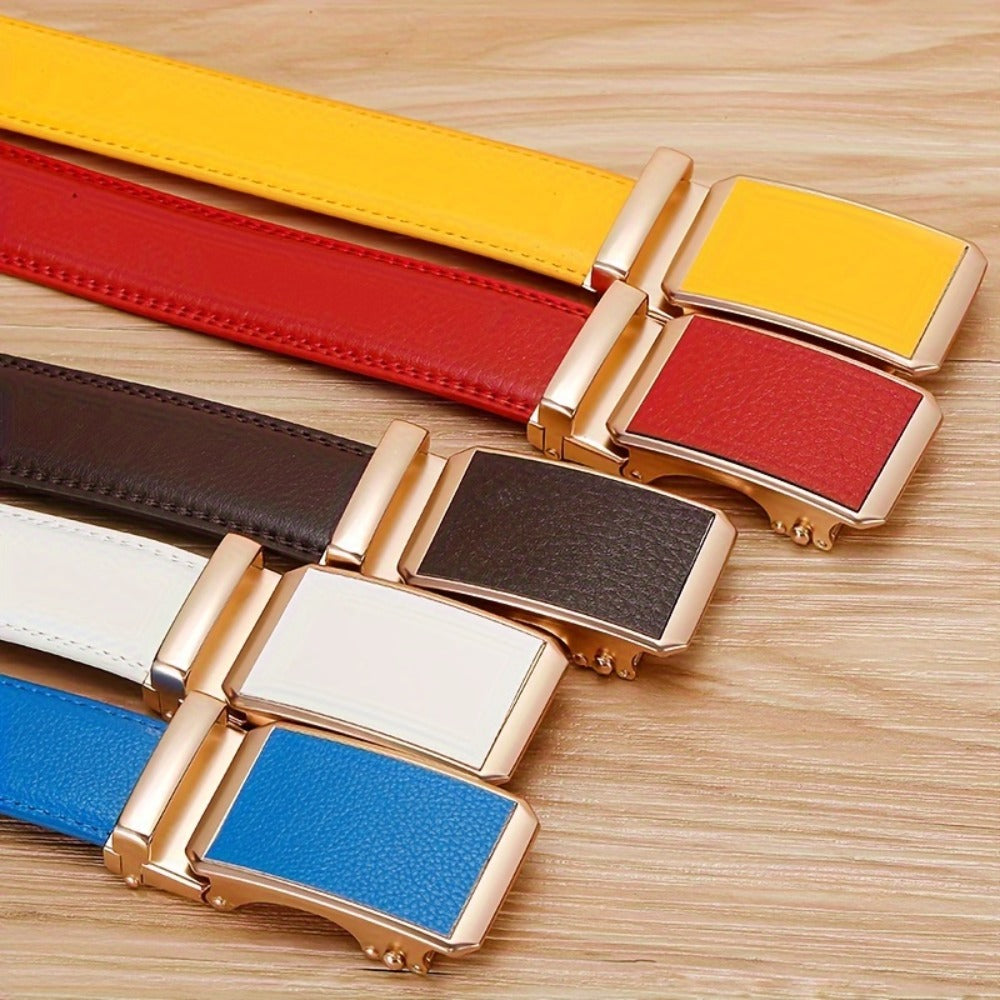 Men's Belt - Faux Leather for with Automatic Buckle 9 Colors, Adjustable up to 49.2" - product detail view 4