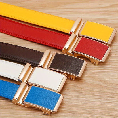 Men's Belt - Faux Leather for with Automatic Buckle 9 Colors, Adjustable up to 49.2" - product detail view 4