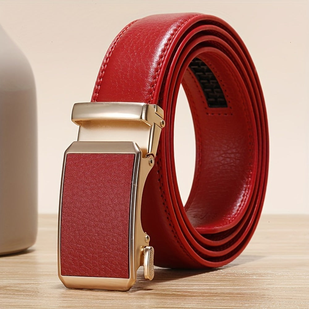 Men's Belt - Faux Leather for with Automatic Buckle 9 Colors, Adjustable up to 49.2" - product detail view 11
