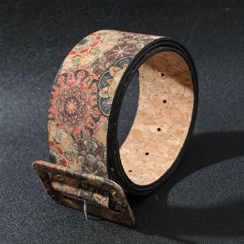 Women's Belt - Floral Boho Buckle Retro Western Flower Design Waist for Jeans Dress - product detail view 4