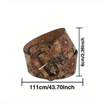 Women's Belt - Floral Boho Buckle Retro Western Flower Design Waist for Jeans Dress - product detail view 5