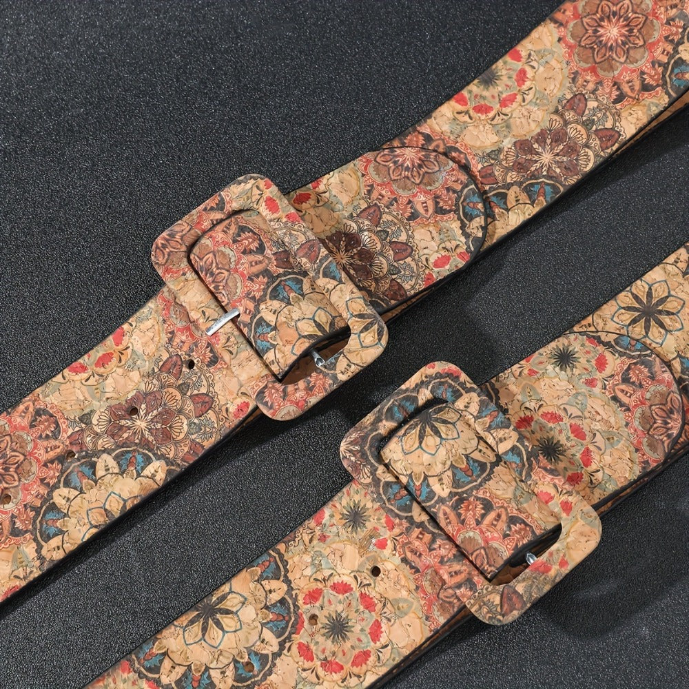 Women's Belt - Floral Boho Buckle Retro Western Flower Design Waist for Jeans Dress - product detail view 6