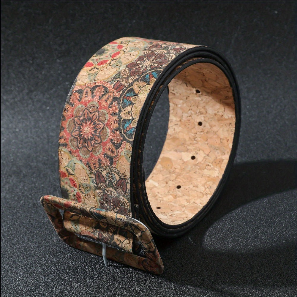Women's Belt - Floral Boho Buckle Retro Western Flower Design Waist for Jeans Dress - product detail view 8