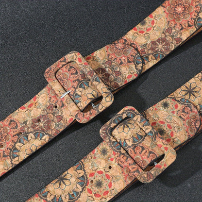 Women's Belt - Floral Boho Buckle Retro Western Flower Design Waist for Jeans Dress - product detail view 10