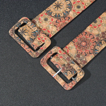 Women's Belt - Floral Boho Buckle Retro Western Flower Design Waist for Jeans Dress - product detail view 11