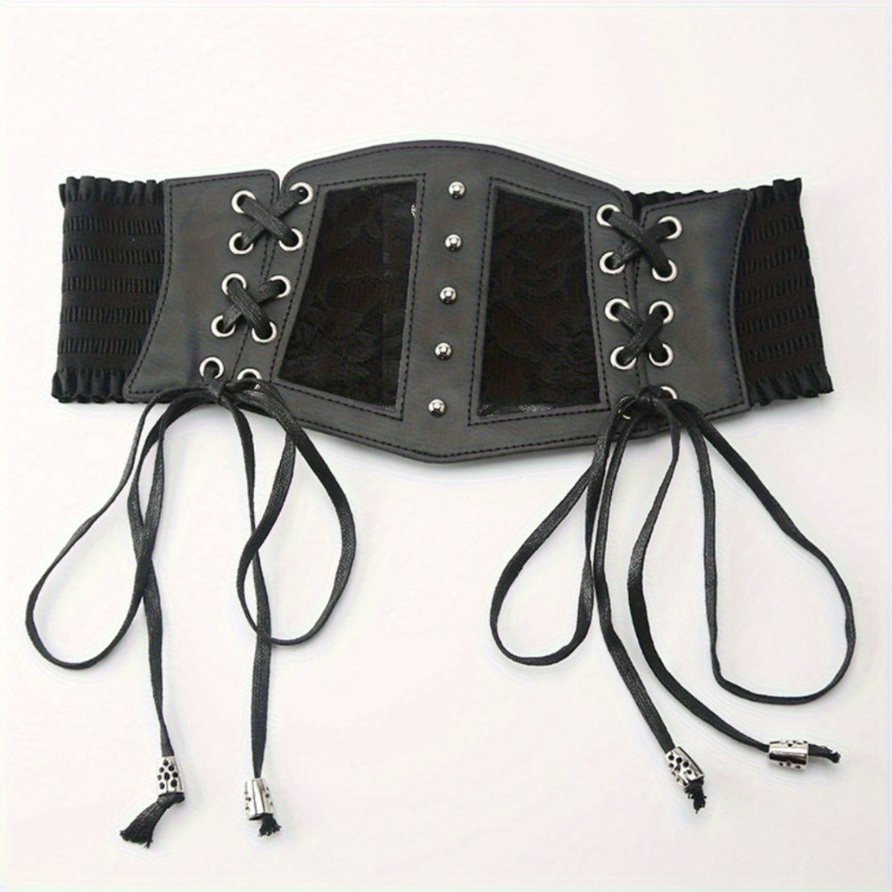 Women's Belt - Gothic Black Lace-Up Corset for - Sexy Hollow Waist Cincher, Versatile - product detail view 4