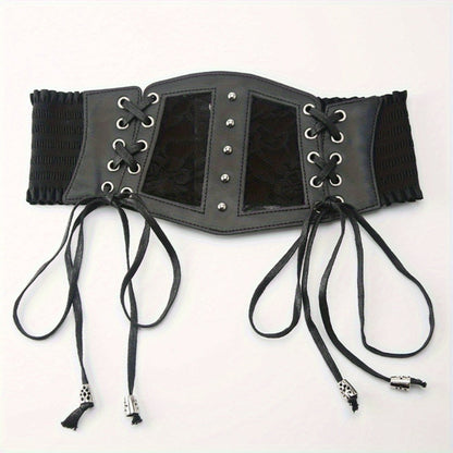 Women's Belt - Gothic Black Lace-Up Corset for - Sexy Hollow Waist Cincher, Versatile - product detail view 4