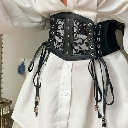 Women's Belt - Gothic Black Lace-Up Corset for - Sexy Hollow Waist Cincher, Versatile - product detail view 5