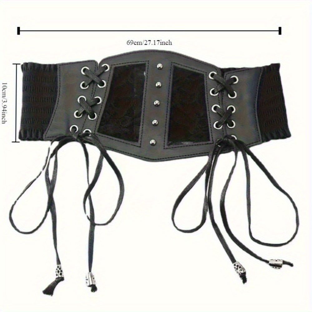 Women's Belt - Gothic Black Lace-Up Corset for - Sexy Hollow Waist Cincher, Versatile - product detail view 6