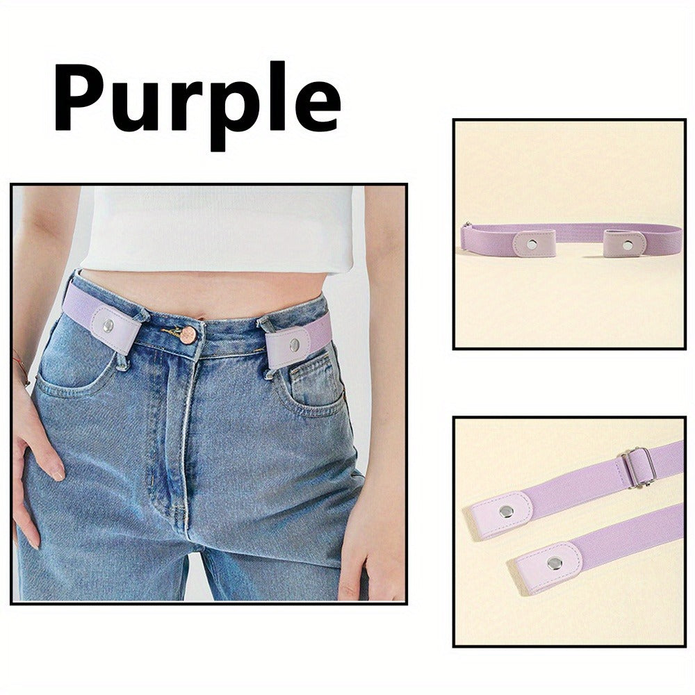 Women's Belt - Invisible Elastic Waistband 4 Pack No Buckle Adjustable Stretch Waist for - product detail view 19