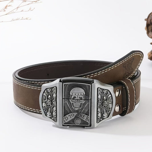 Men's Belt - Lighter for Detachable Western Cowboy Printed with Built-In Lighter - main product view
