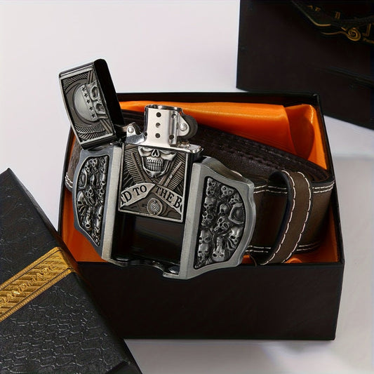 Men's Belt - Lighter for Detachable Western Cowboy Printed with Built-In Lighter - product detail view 2