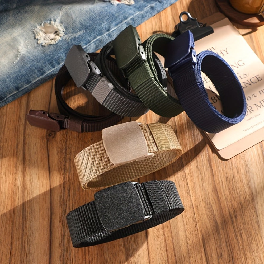 Men's Belt - Nylon for 3 Pack Adjustable Plastic Buckle, Lightweight Breathable - product detail view 2