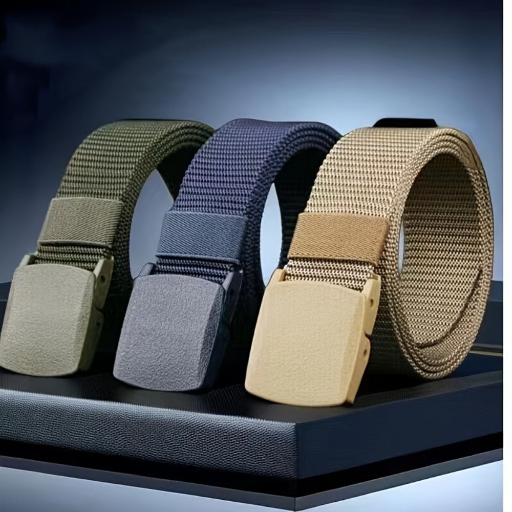 Men's Belt - Nylon for 3 Pack Adjustable Plastic Buckle, Lightweight Breathable - product detail view 3