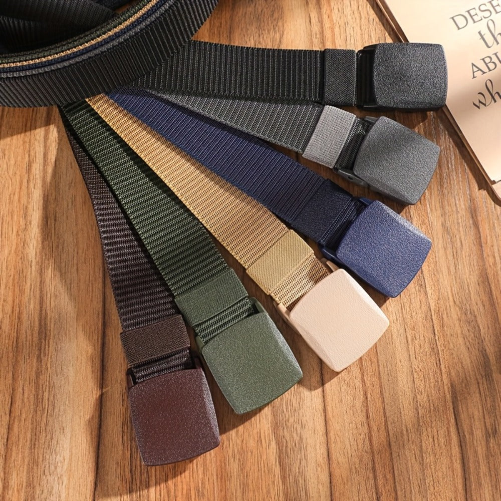 Men's Belt - Nylon for 3 Pack Adjustable Plastic Buckle, Lightweight Breathable - product detail view 4