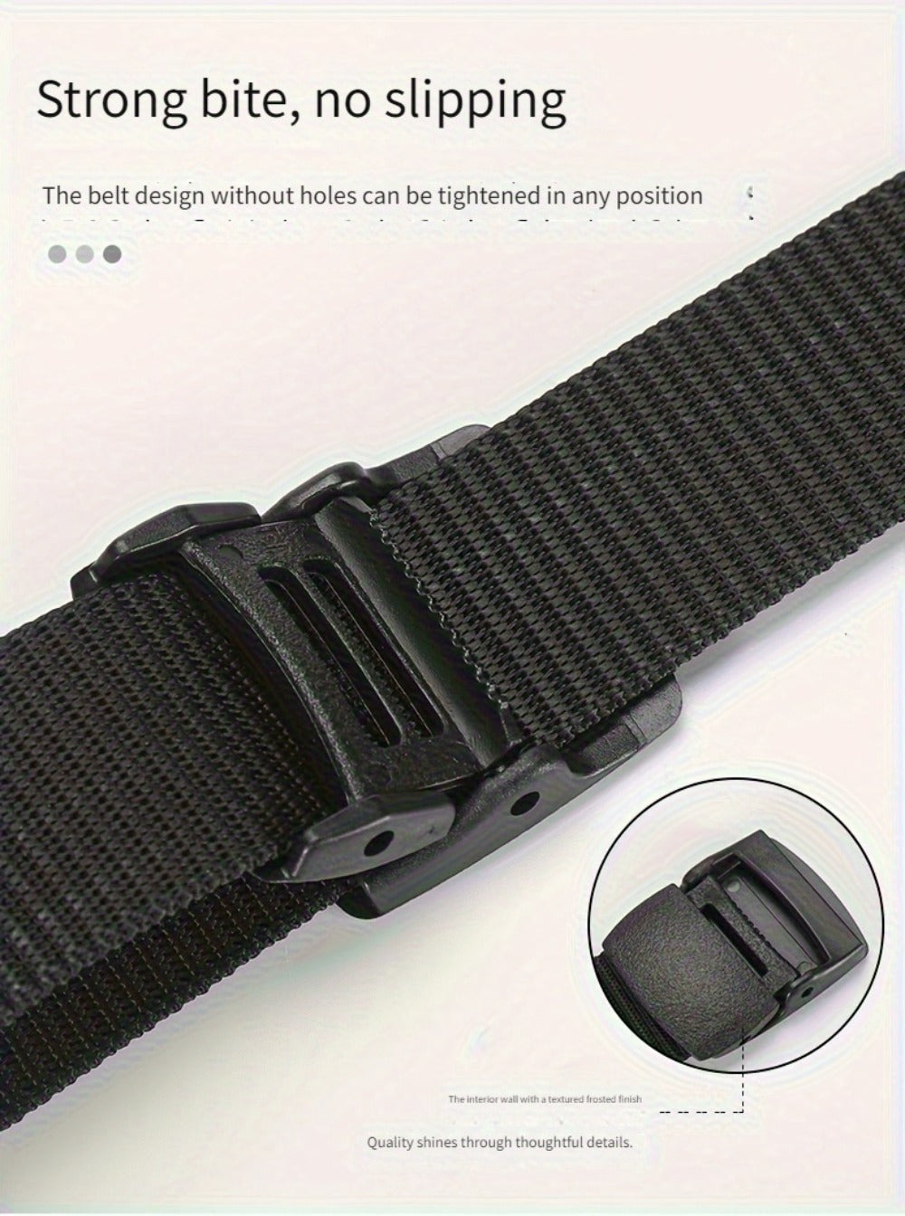 Men's Belt - Nylon for 3 Pack Adjustable Plastic Buckle, Lightweight Breathable - product detail view 15