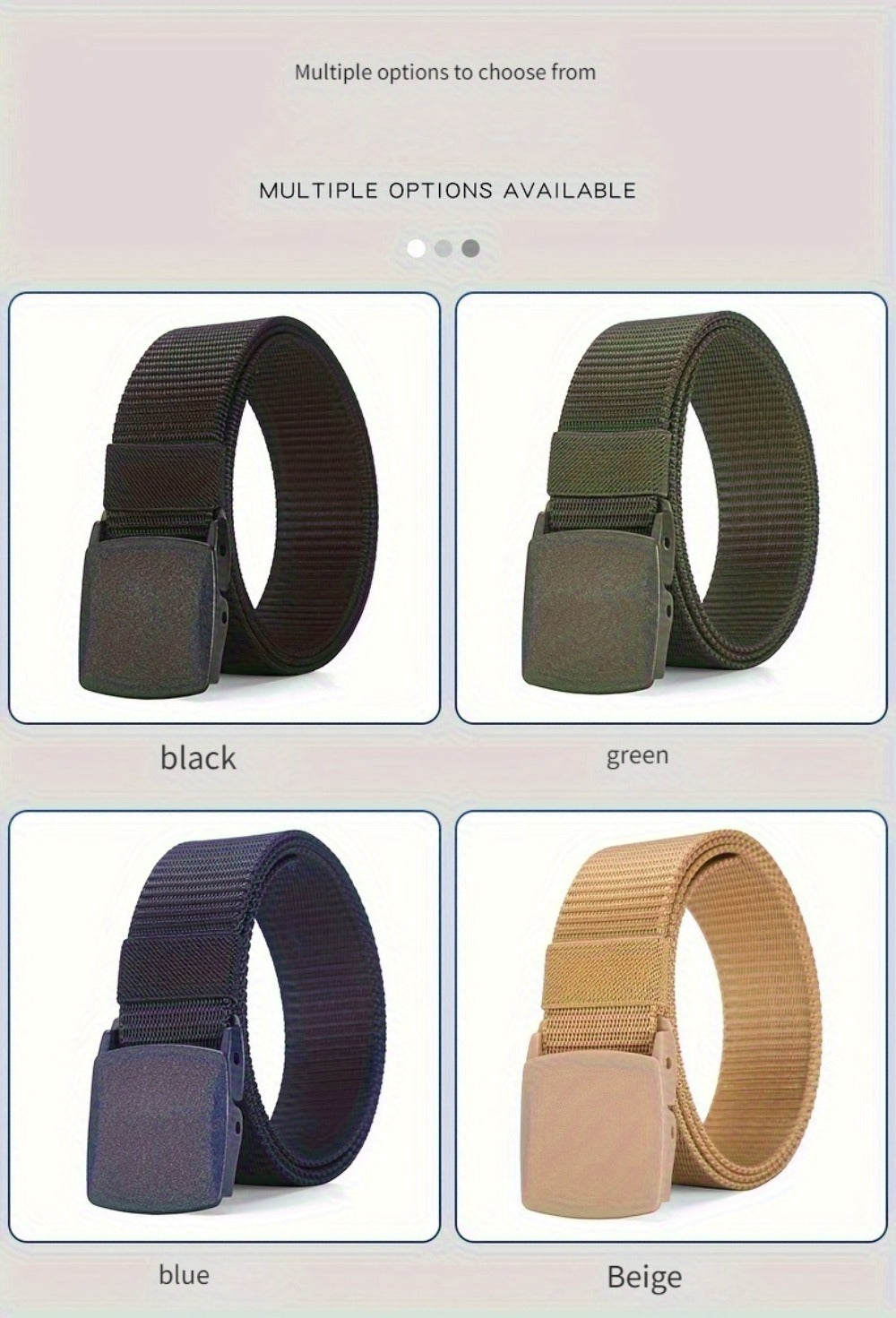 Men's Belt - Nylon for 3 Pack Adjustable Plastic Buckle, Lightweight Breathable - product detail view 18
