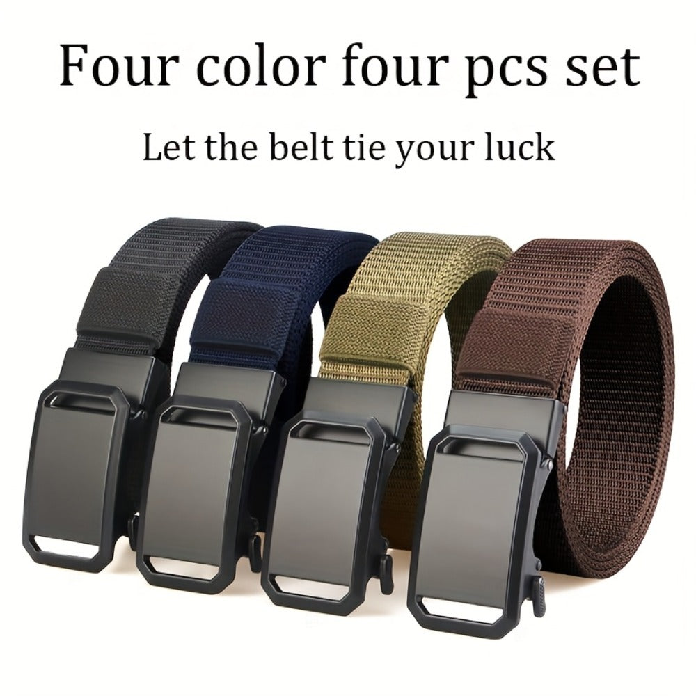 Men's Belt - Nylon Elastic 4-Pack Automatic Buckle Adjustable Stretch Waistband for - main product view