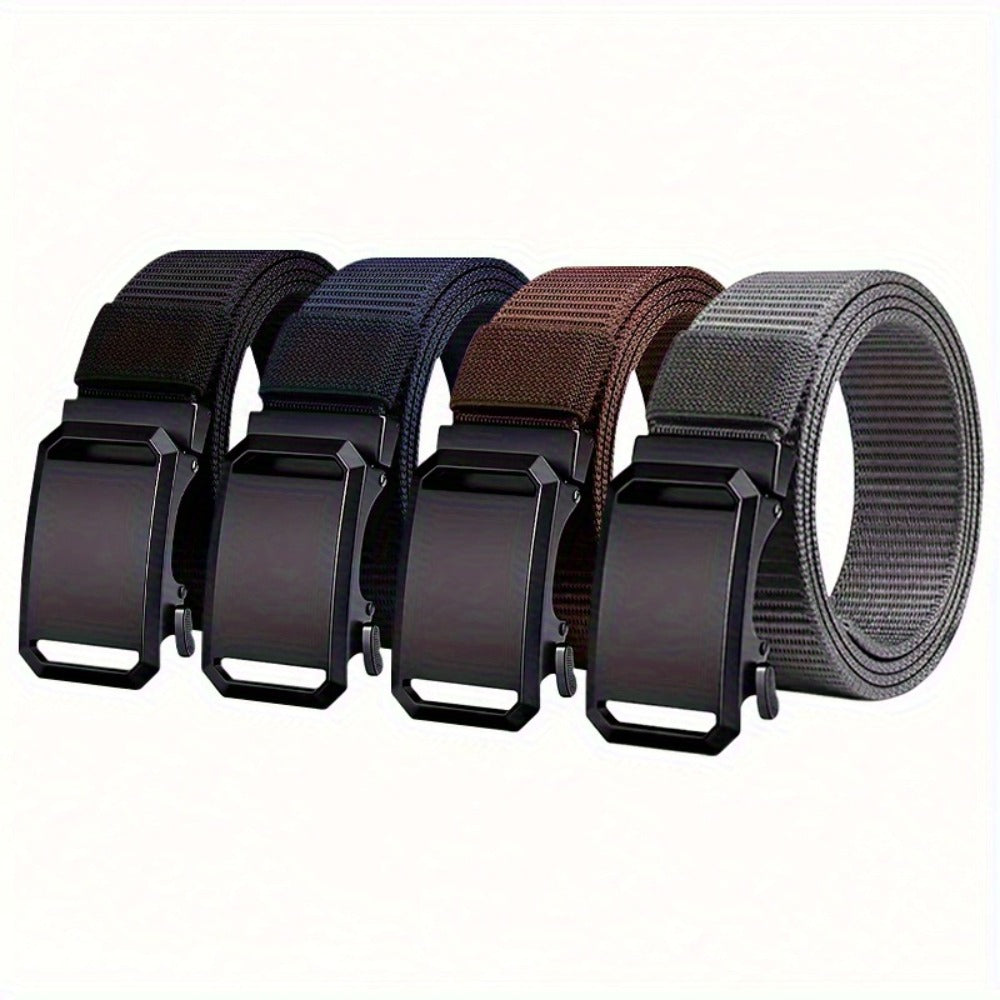Men's Belt - Nylon Elastic 4-Pack Automatic Buckle Adjustable Stretch Waistband for - product detail view 3