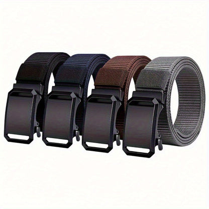 Men's Belt - Nylon Elastic 4-Pack Automatic Buckle Adjustable Stretch Waistband for - product detail view 3