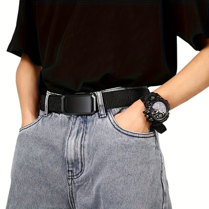 Men's Belt - Nylon Elastic 4-Pack Automatic Buckle Adjustable Stretch Waistband for - product detail view 17