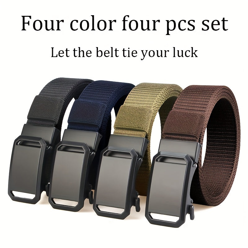 Men's Belt - Nylon Elastic 4-Pack Automatic Buckle Adjustable Stretch Waistband for - product detail view 21