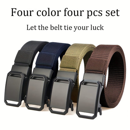 Men's Belt - Nylon Elastic 4-Pack Automatic Buckle Adjustable Stretch Waistband for - product detail view 21