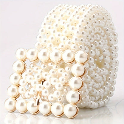 Women's Belt - Pearl for Adjustable Woven Waist - Elegant Hollow Faux Pearl Body Chain - product detail view 3