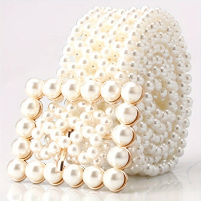 Women's Belt - Pearl for Adjustable Woven Waist - Elegant Hollow Faux Pearl Body Chain - product detail view 10