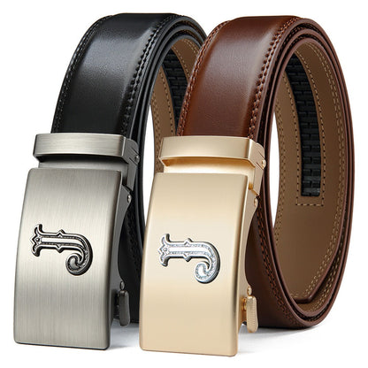 Men's Belt - Premium Leather Ratchet Set of 2 Black & Brown, Detachable Gear Buckle - product detail view 3