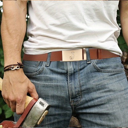Men's Belt - Premium Leather Ratchet Set of 2 Black & Brown, Detachable Gear Buckle - product detail view 5