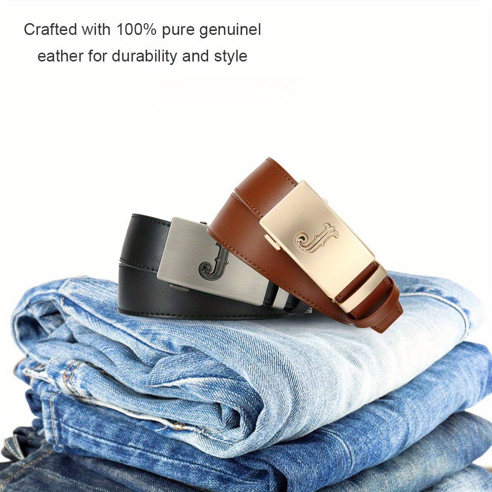 Men's Belt - Premium Leather Ratchet Set of 2 Black & Brown, Detachable Gear Buckle - product detail view 9