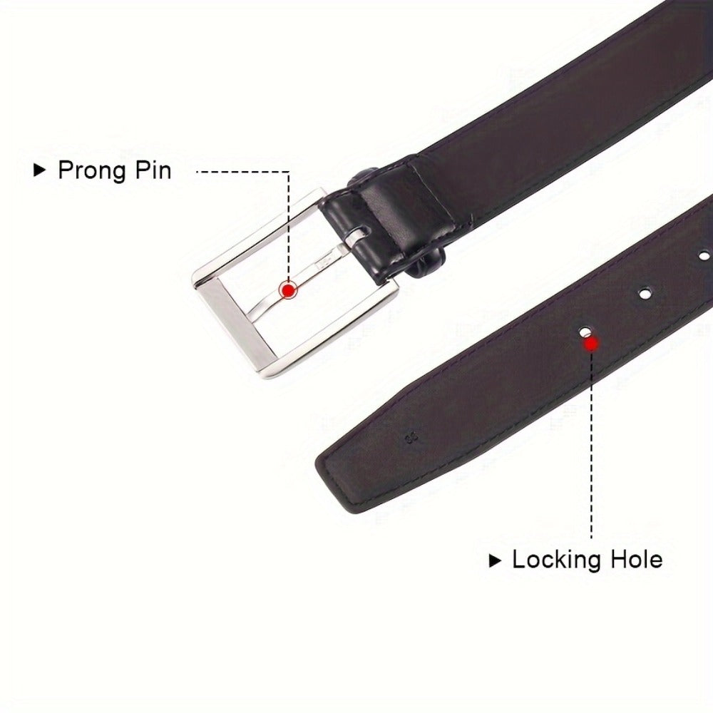 Men's Belt - Prong Buckle for Genuine Leather Jeans , Classic Work & Business Dress - product detail view 4