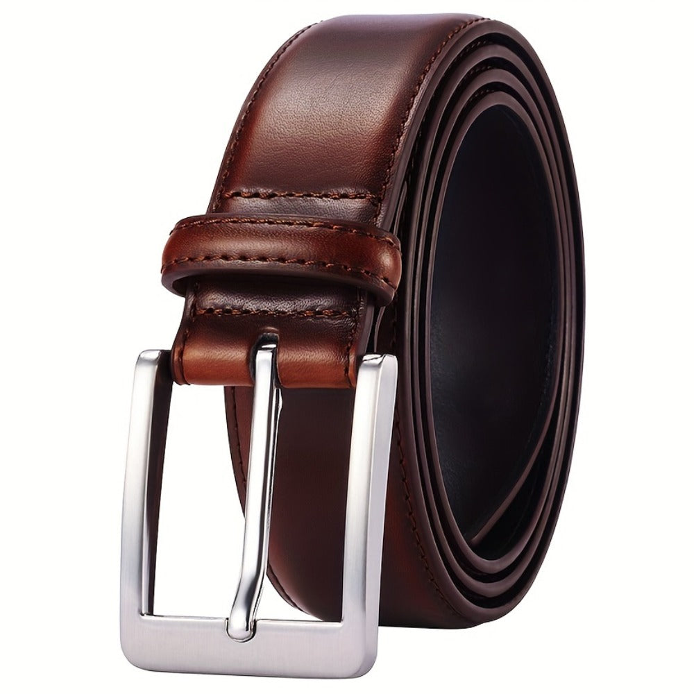 Men's Belt - Prong Buckle for Genuine Leather Jeans , Classic Work & Business Dress - product detail view 5
