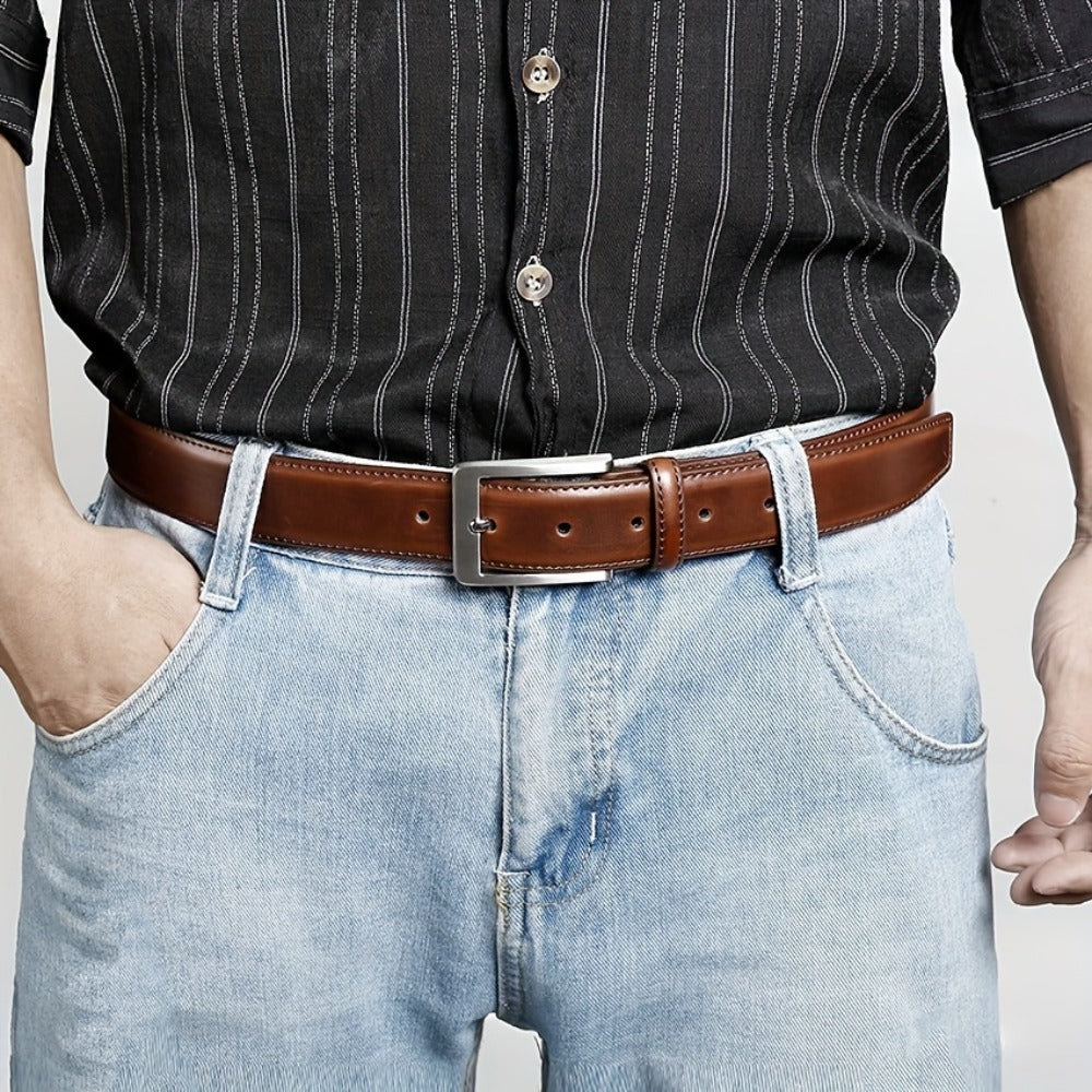 Men's Belt - Prong Buckle for Genuine Leather Jeans , Classic Work & Business Dress - product detail view 13
