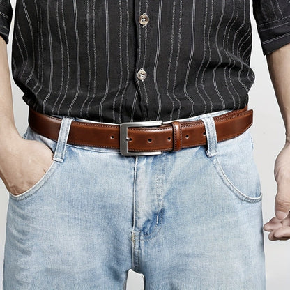 Men's Belt - Prong Buckle for Genuine Leather Jeans , Classic Work & Business Dress - product detail view 13