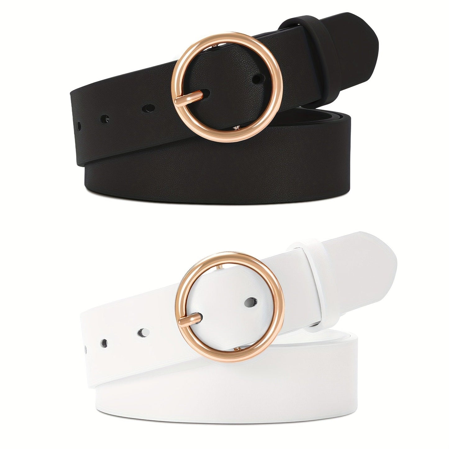 Women's Belt - PU Leather for 3-Pack Round Alloy Buckle Waist for Dresses Jeans Pants - product detail view 22