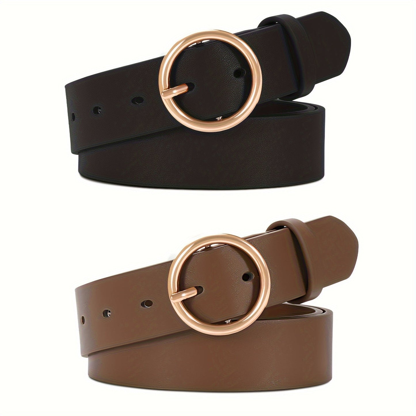 Women's Belt - PU Leather for 3-Pack Round Alloy Buckle Waist for Dresses Jeans Pants - product detail view 25